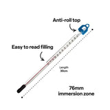Partial-Immersion Thermometer - 300 mm, 10 to +110 Â°C - Modern Teaching Aids NZ