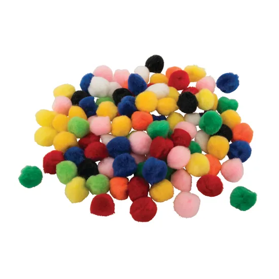 Pom Poms Assorted Colours 25mm - Pack of 100 - Modern Teaching Aids NZ
