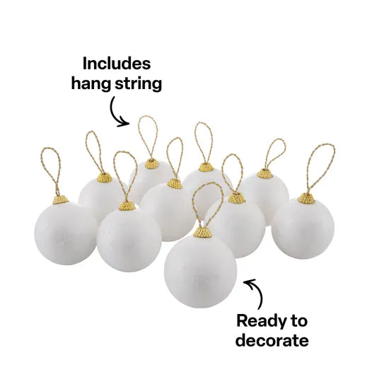 Creatistics Decofoam Baubles with Cord- Pack of 10 - Modern Teaching Aids NZ