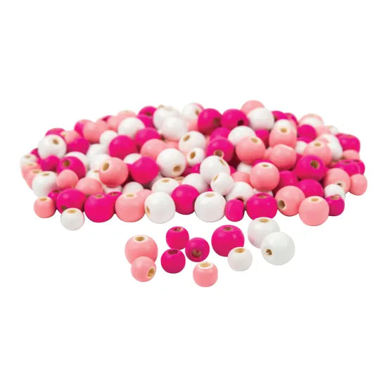Pink & White Wooden Beads - Pack of 180 - Modern Teaching Aids NZ