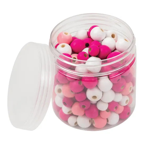 Pink & White Wooden Beads - Pack of 180 - Modern Teaching Aids NZ