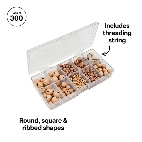 Natural Wooden Beads - Pack of 300 - Modern Teaching Aids NZ