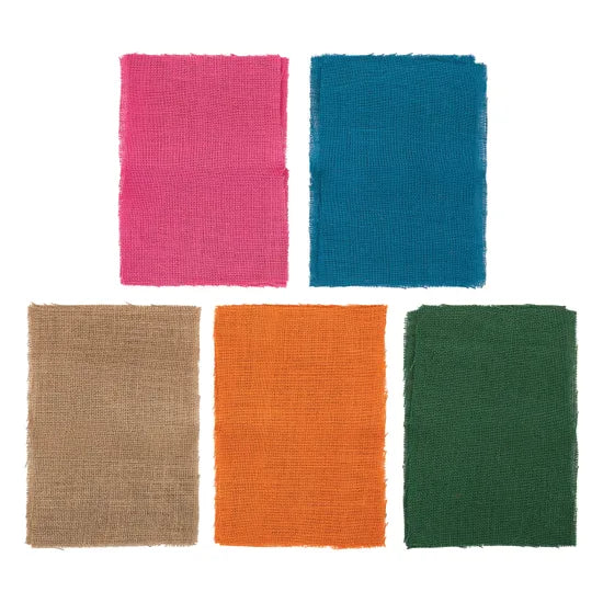 Multicoloured Hessian Squares - Pack of 10 - Modern Teaching Aids NZ