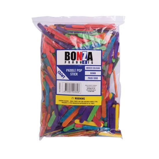 Paddle Pop Sticks Multicoloured 66 mm- Pack of 1000 - Modern Teaching Aids NZ