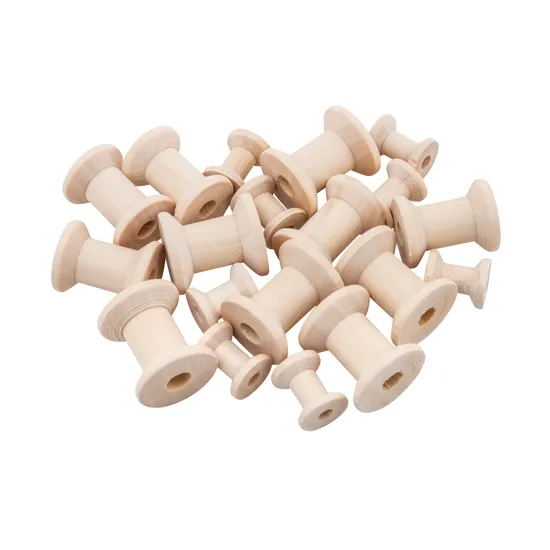 Wooden Spools Natural - Mixed Size - Pack of 50 - Modern Teaching Aids NZ