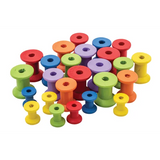 Wooden Spools Multicoloured Assorted Sizes- Pack of 50 - Modern Teaching Aids NZ