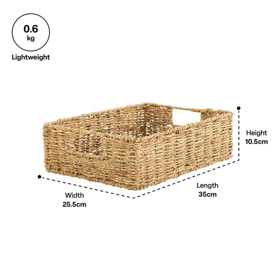 Seagrass Rectangular Basket Shallow