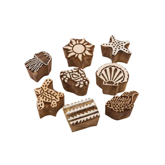 Coastal Block Print Stamps - Set of 8 - Modern Teaching Aids NZ
