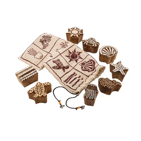 Coastal Block Print Stamps - Set of 8 - Modern Teaching Aids NZ