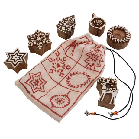 Christmas Block Print Stamps - Set of 6 - Modern Teaching Aids NZ