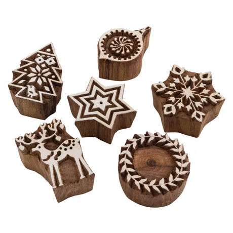 Christmas Block Print Stamps - Set of 6 - Modern Teaching Aids NZ