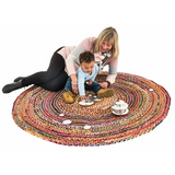 Fair Trade Chindi Woven Recycled Rug - 150 cm (dia.) - Modern Teaching Aids NZ