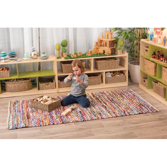 Fair Trade Durrie Woven Recycled Rug - 180 (L) x 100 (W) cm - Modern Teaching Aids NZ