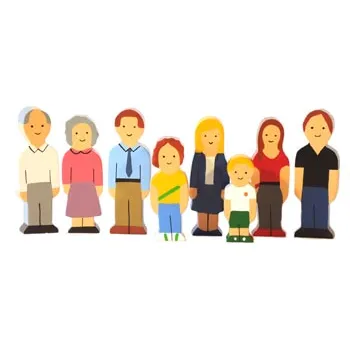 Wooden Caucasian Family Block Play - 8 pieces - Modern Teaching Aids NZ