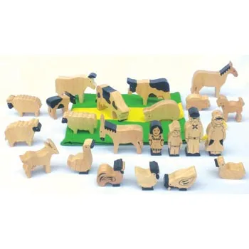 Farm Set in Natural Wood 22  Piecess - Modern Teaching Aids NZ