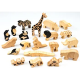 Wild Animals in Natural Wood - 20 Pieces - Modern Teaching Aids NZ