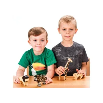 Wild Animals in Natural Wood - 20 Pieces - Modern Teaching Aids NZ