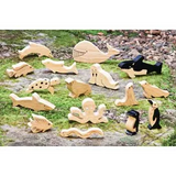 Sea Animals in Natural Wood - 16 Pieces - Modern Teaching Aids NZ