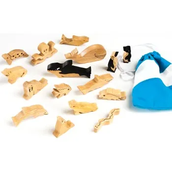 Sea Animals in Natural Wood - 16 Pieces - Modern Teaching Aids NZ