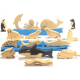 Sea Animals in Natural Wood - 16 Pieces - Modern Teaching Aids NZ
