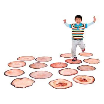 Wooden Log Floor Mats - 16 Pieces - Modern Teaching Aids NZ