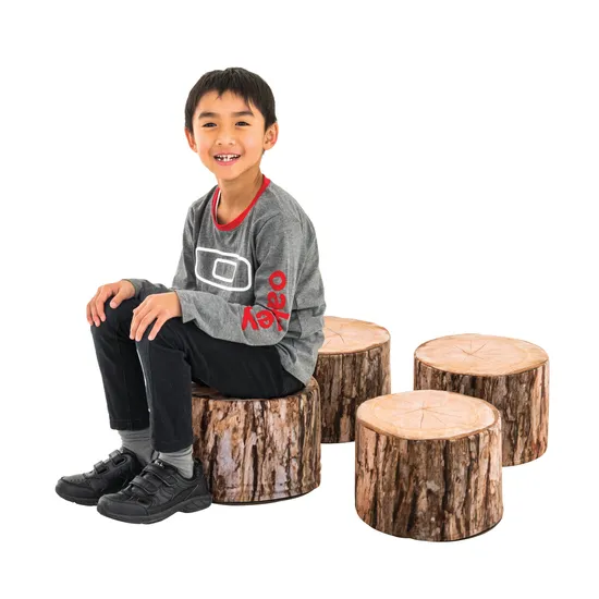 MTA Spaces - Wooden Log Pouf - 30dia x 20 cm - Pack of 4 - Modern Teaching Aids NZ