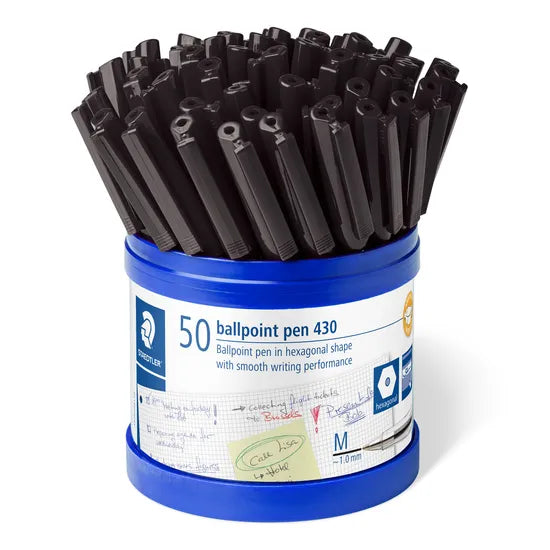 Staedtler Stick Ballpoints Black - Box of 50 - Modern Teaching Aids NZ