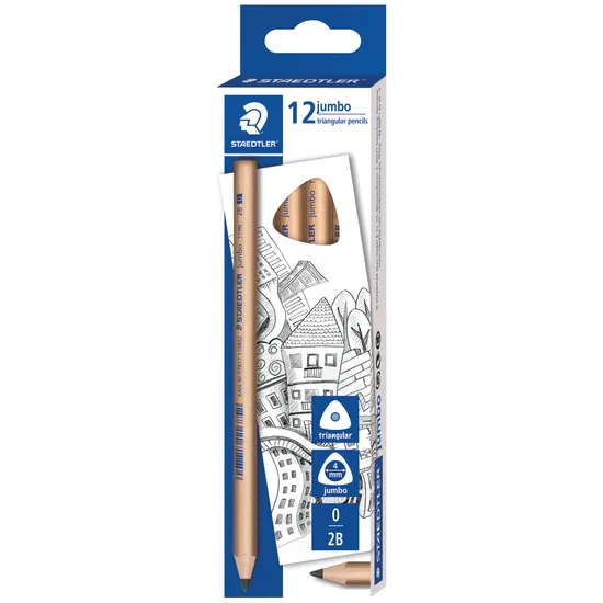 Staedtler Tri Natural Pencils Jumbo 2B - Pack of 12 - Modern Teaching Aids NZ