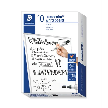 Staedtler Lumocolor Whiteboard Markers Bullet Black - Pack of 10 - Modern Teaching Aids NZ