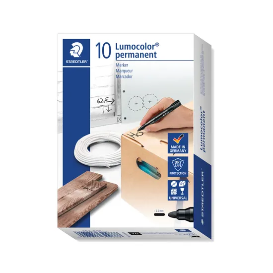Staedtler Lumocolor Permanent Bullet Markers Black - Pack of 10 - Modern Teaching Aids NZ