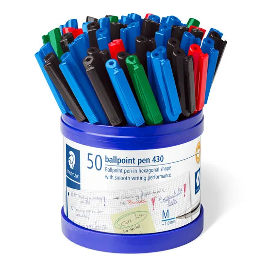 Staedtler 430 Stick Pen Medium Ast Cup of 50 - Modern Teaching Aids NZ