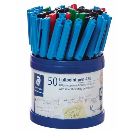 Staedtler 430 Stick Pen Medium Ast Cup of 50 - Modern Teaching Aids NZ