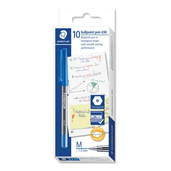 Staedtler 430 Stick Pen Medium Blu Pk 10 - Modern Teaching Aids NZ
