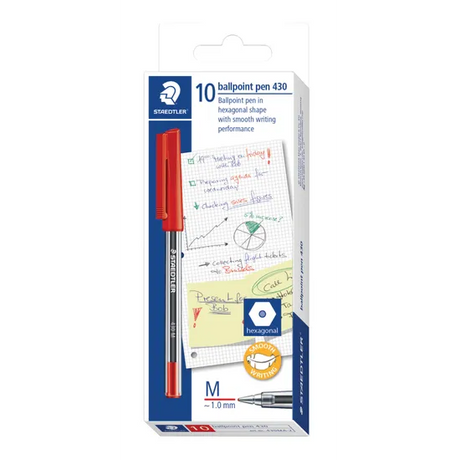 Staedtler 430 Stick Pen Medium Red Pk 10 - Modern Teaching Aids NZ