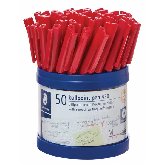 Staedtler 430 Stick Pen Medium Red Cup of 50 - Modern Teaching Aids NZ
