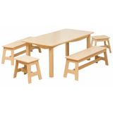 Stockholm Spaces Wooden Table and Stools