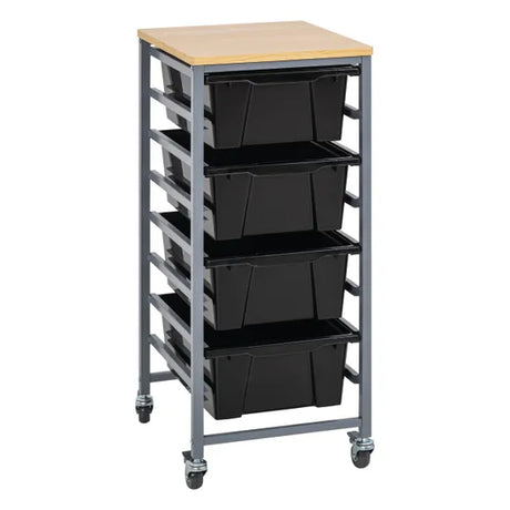 Single Tote Tray Trolley Kit (Black) - Modern Teaching Aids NZ