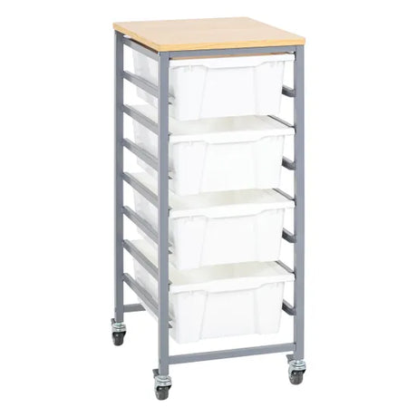 Single Tote Tray Trolley Kit (White) - Modern Teaching Aids NZ