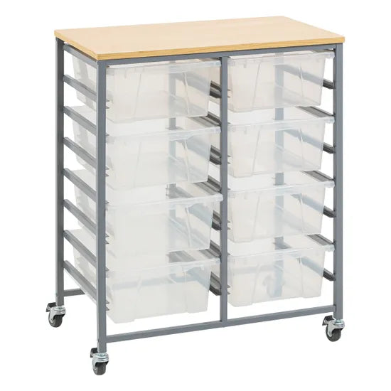 Double Tote Tray Trolley Kit (Clear) - Modern Teaching Aids NZ