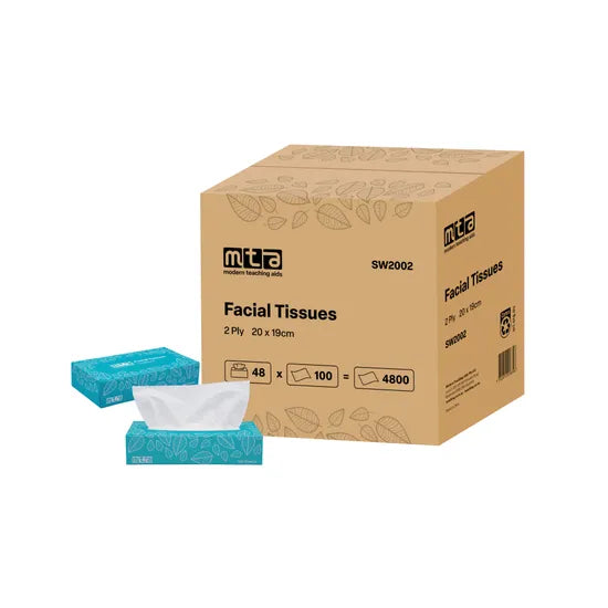 Facial Tissues 2Ply 100 Sheets - Pack of 48 - Modern Teaching Aids NZ