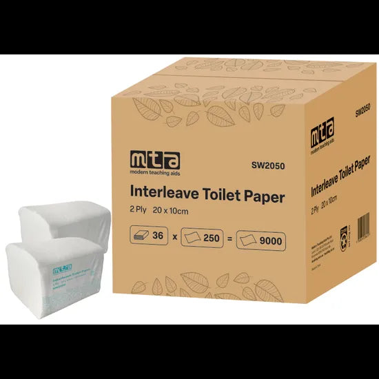 Interleave 2Ply Toilet Paper 36pks of x 250 Sheets - Modern Teaching Aids NZ