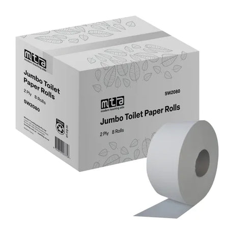 Jumbo Toilet Paper Rolls 2Ply - Pack of 8 - Modern Teaching Aids NZ