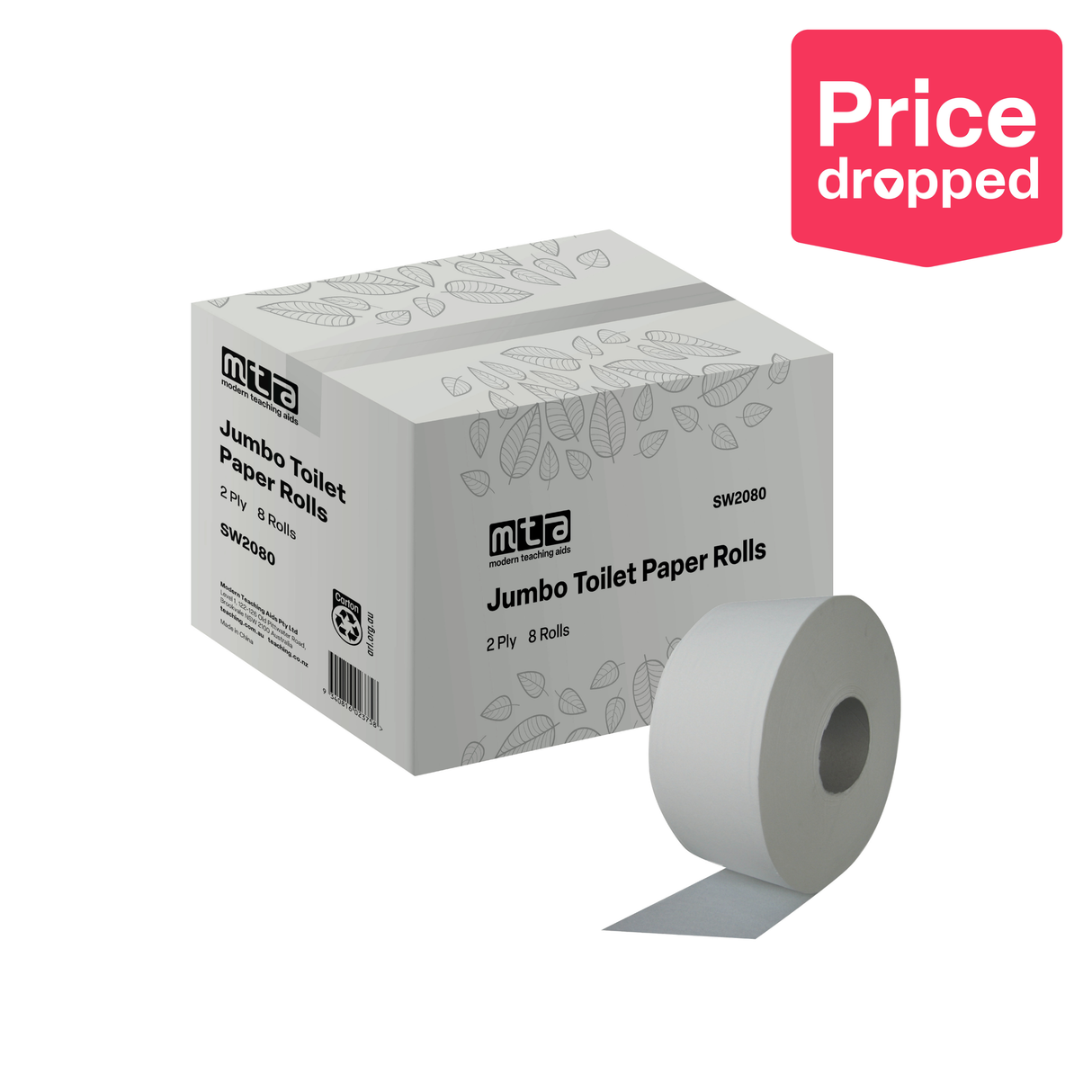 MTA Jumbo Toilet Paper Rolls - 2Ply, Pack of 8