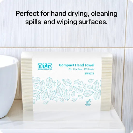 Paper Hand Towel 25 x 19 cm 1Ply 120 sheets - Pack of 20 - Modern Teaching Aids NZ