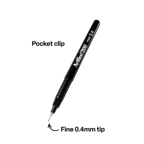 Artline 200 Fineliner 0.4mm Black - Modern Teaching Aids NZ