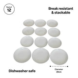 Melamine Plates - White - 20cm - Set of 12 - Modern Teaching Aids NZ
