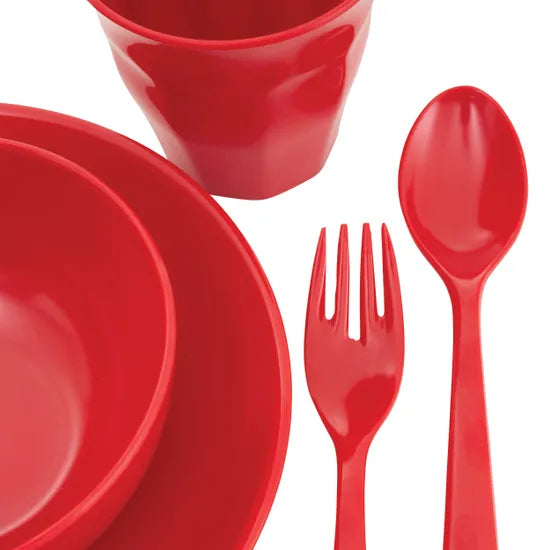 Red Melamine Dinner Set Allergy  - Set of 5 - Modern Teaching Aids NZ
