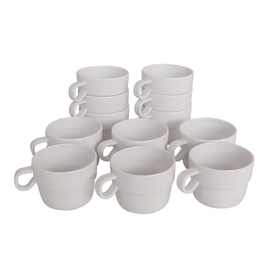 Melamine Stacking Mugs - White - 7cm - Set of 12 - Modern Teaching Aids NZ