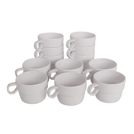 Melamine Stacking Mugs - White - 7cm - Set of 12 - Modern Teaching Aids NZ