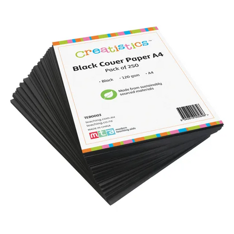 Black Cover Paper A4 120gsm - Pack of 250 - Modern Teaching Aids NZ